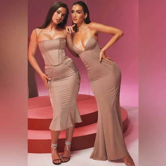 HOUSE OF CB 'Loren' Latte Corset Maxi Dress - Picture 7 of 11